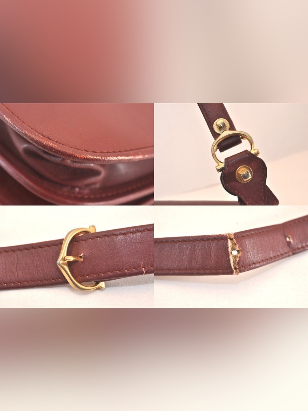 Vintage 1980s Must de Cartier Bordeaux Leather Shoulder Bag | Repair - Picture 8 of 13